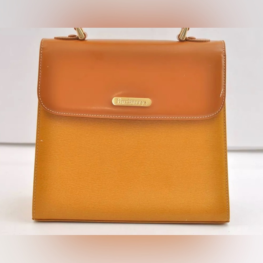 Burberrys Vintage Leather Handbag Yellow